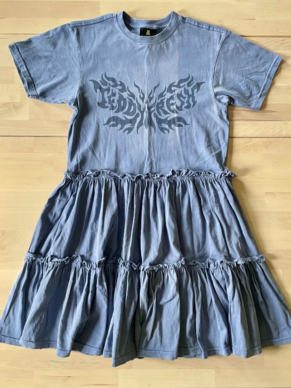 Teddy Fresh Women's Washed Navy/Blue Butterfly Flame Dress size XS NWOT